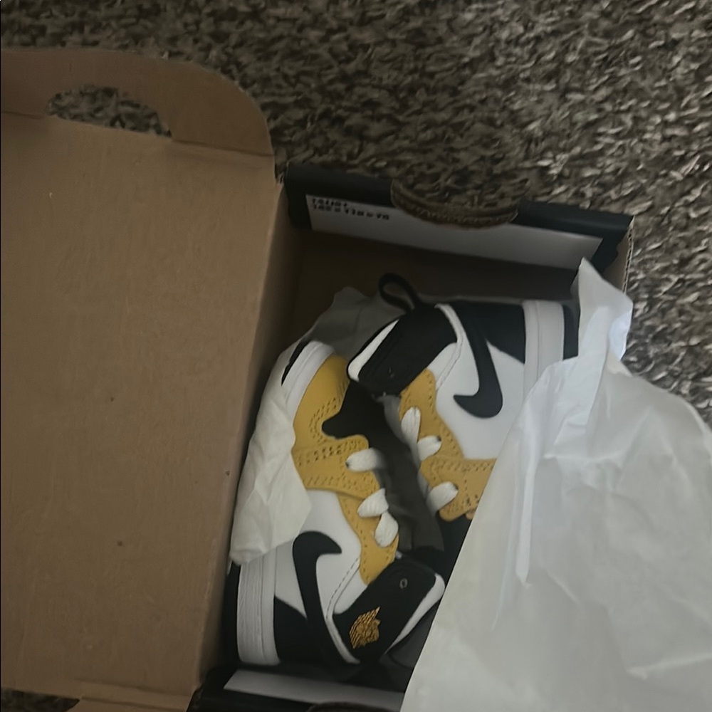 Jordan Black and Yellow High-Top Sneakers